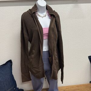 Brown knit hooded sweater